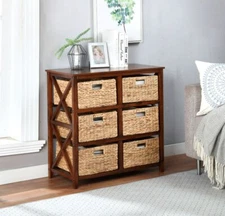 eHemco 3 Tier X-side End Table/Cabinet Storage with 6 Baskets (Collectible)