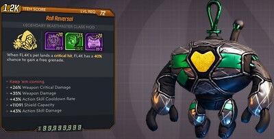 [BORDERLANDS 3 - PC/PS/XB] ROLL REVERSAL - 20-15-20 PERKS (+5 STATS) - MODDED