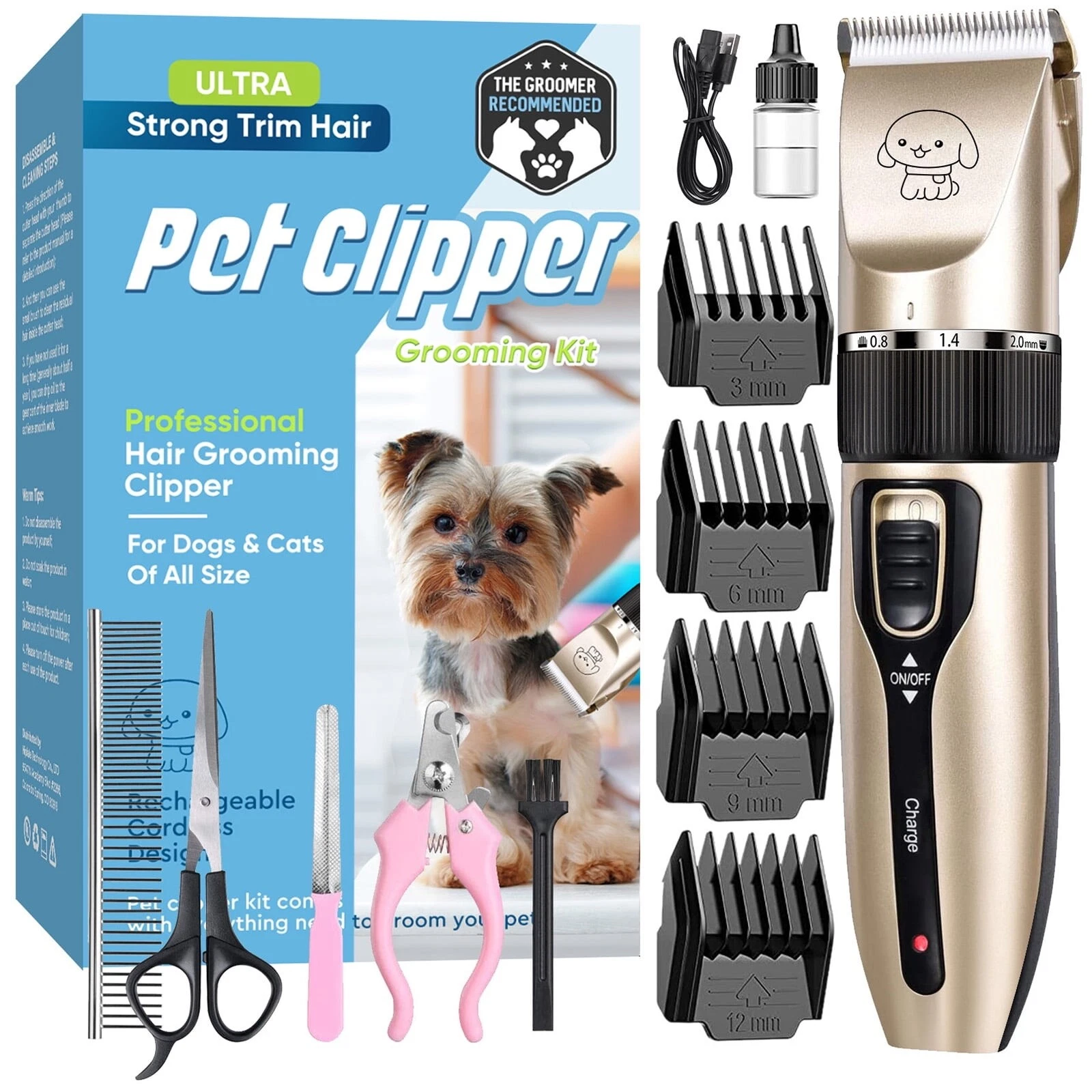 Dynamic Health Dog Grooming Kit Pet Foot Shaver Rechargeable Cordless Hair Trim