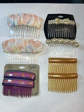 VTG Lot Hair Side Tooth Comb Clip Updo Pin Stick Pick Faux Pearl Beaded Tuck