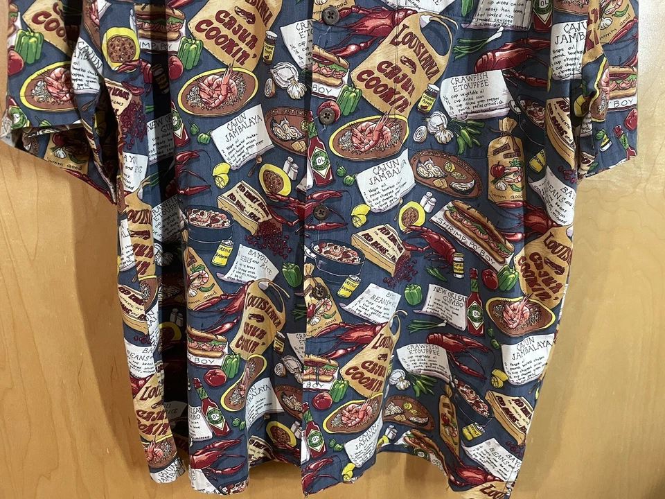 David Carey Originals New Orleans Jazz Music festival camp shirt gumbo Crawfish - Image 3 of 4