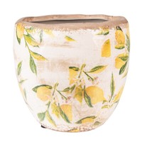 ÜBertopf Blumentopf Limonen Zitronen Ø 18X17 Cm Gelb Keramik Clayre & Eef