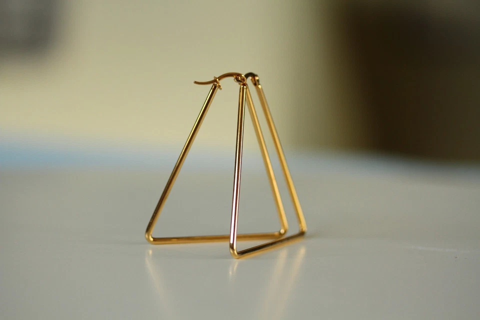 Ohrringe Triangel Creolen Edelstahl XXL große StatementOhrringe Geschenk Frau - Bild 4 von 4