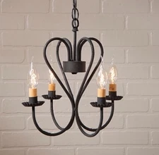 Georgetown 4 Arm Metal Chandelier In Textured Black. Country Lighting