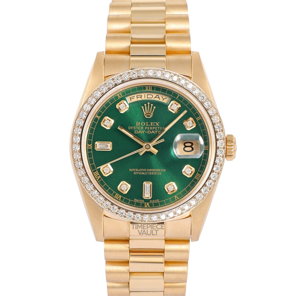 Rolex Day-Date 18238 President 18k Yellow Gold 36mm Green Dial