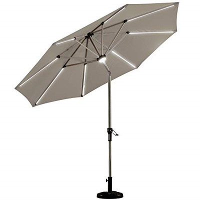 Koolwoom 9ft Solar Led Lighted Patio Umbrella With Crank And Manual Tilt Outdoor Umbrella With Fade Resistant Water Proof Fabric And Push Button Without Base Red 2 Patio Furniture Accessories Patio Lawn