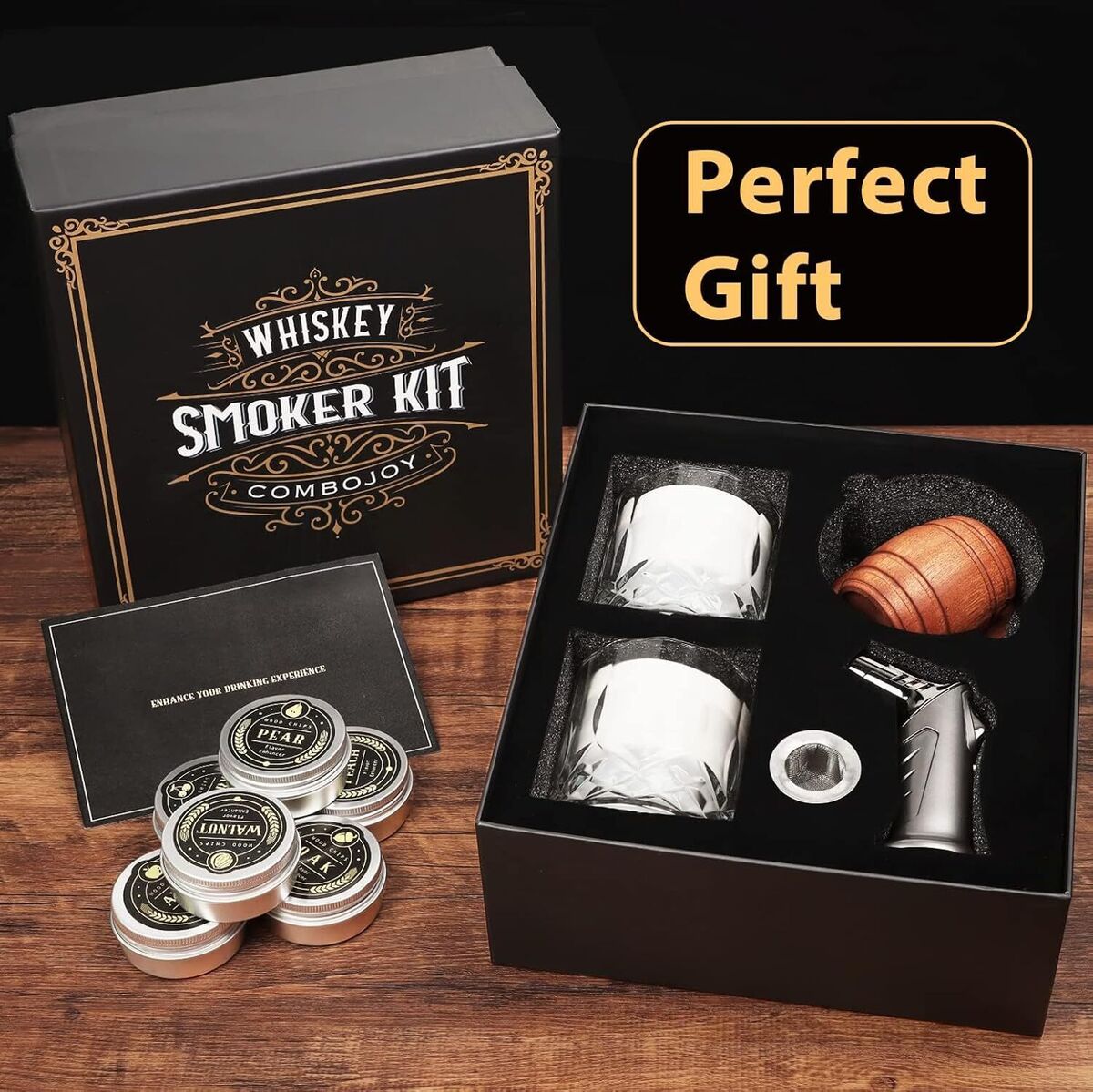 Whiskey Smoker Kit with Torch - 6 Flavors Wood Chips, 2 Whiskey Smoker Kit with Torch - 6 Flavors Wood Chips, 2
