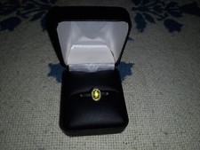 925 Sterling Silver Ring with Green Stone, Size 9