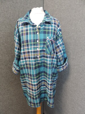 Next Petite Checkered Shirt Teal UK XL RRP £30 LN039 CC 04