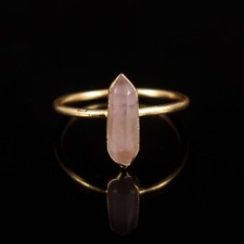 925 Sterling Silver Rose Quartz Ring Gold Plated Gemstone Ring Handmade Jewelry