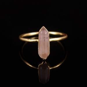 Authentic 925 Sterling Silver Rose Quartz Ring Gold Plated Gemstone Ring Handmade Jewelry