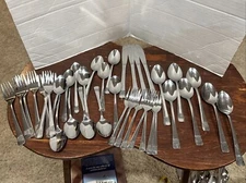 37 Pcs Utica Richfield Solid Stainless Steel Stamped Utica Korea Flatware Set