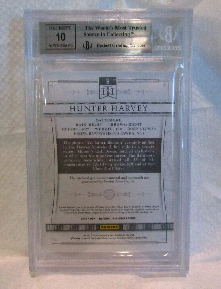 HUNTER HARVEY 2015 NATIONAL TREASURES 6CLR SILHOUETTE GREEN AUTOS#2/5 RC BGS9/10 - Image 4 of 4