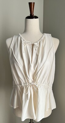 IRO Ruffled Sleeveless Top Ecru Sleeveless Tops size 44 (NWT)