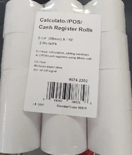 Calculator/POS/ Cash Register Rolls 2-1/4” x 150’/ 12 rolls/pack