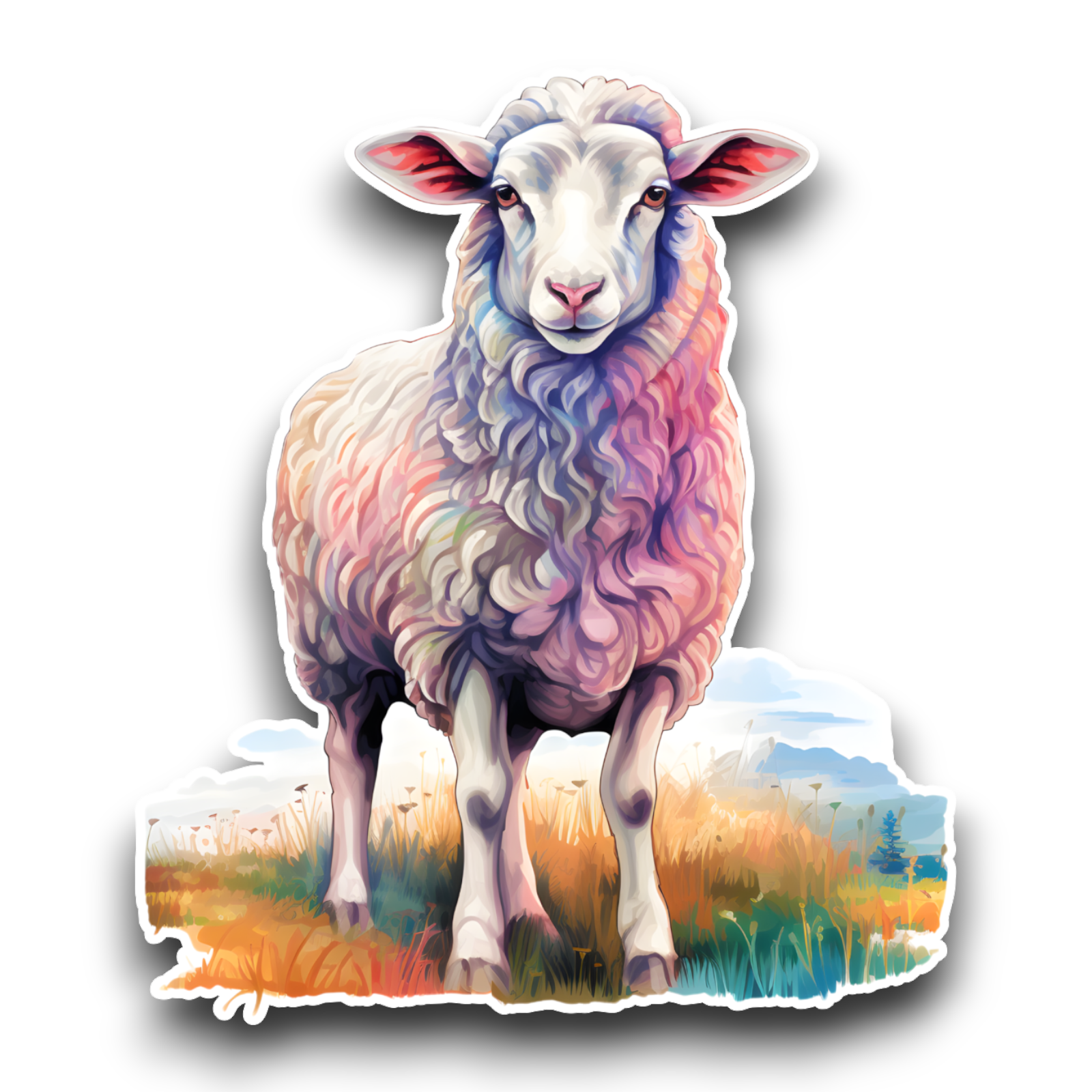 Cute Sheep Watercolour Farm Animal Vinyl Sticker Decal For Car Laptop ...