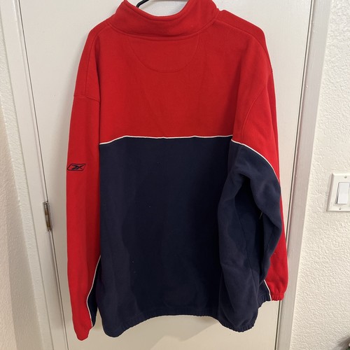 Reebok Size Large XXL NFL Buffalo Bill 1/4 Zip Fleece Pullover Red Blue - Picture 5 of 7