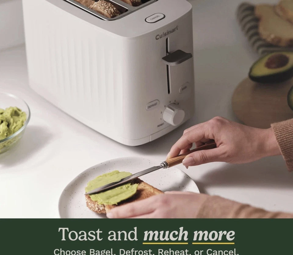 Cusinart SoHo 2 Slice Toaster Extra Wide Slots Cream 7 Setting DefrostReheat New - Image 4 of 4