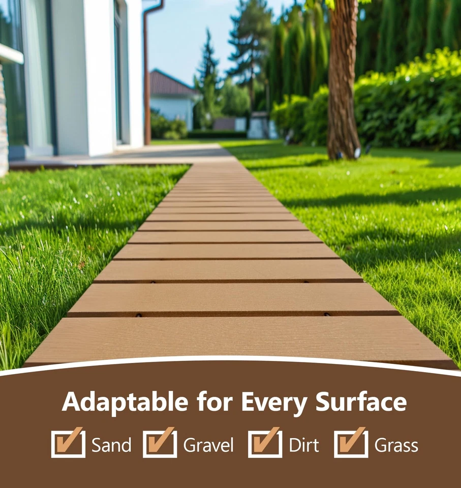 Sendero de jardín de 8 pies, pasarela exterior HDPE con aspecto de madera, comp... Foto 4 de 4