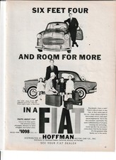 Original 1960 Fiat 1100 Magazine Ad "Six Feet Four and Room for More"