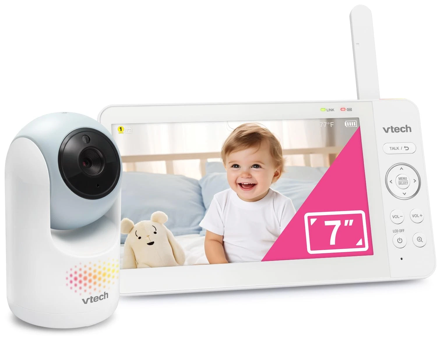 VTech 7 Baby Monitor IPS Screen Pan Tilt Zoom Camera No WiFi Video Baby Monitor