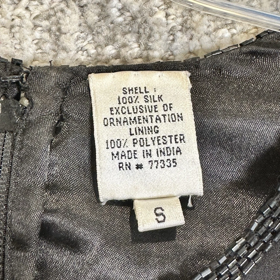 Scala Vintage 100% Silk Sequin Beaded Poinsettia Christmas Holiday Long Sleeve S - Image 3 of 4