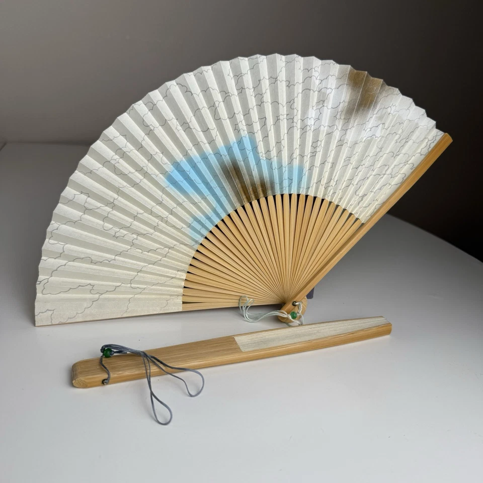 Япония Suehiro бумаги складные вентиляторы бамбука Meiji LIfe страхование 90-летие - Изображение 2 из 4