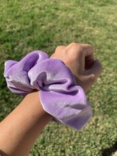 Handmade Velvet Scrunchie In Lavender, Purple Hue - Soft, Lightweight And Large