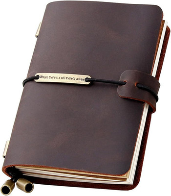 Refillable Handmade Travelers Notebook, Leather Travel Journal Notebook for M...