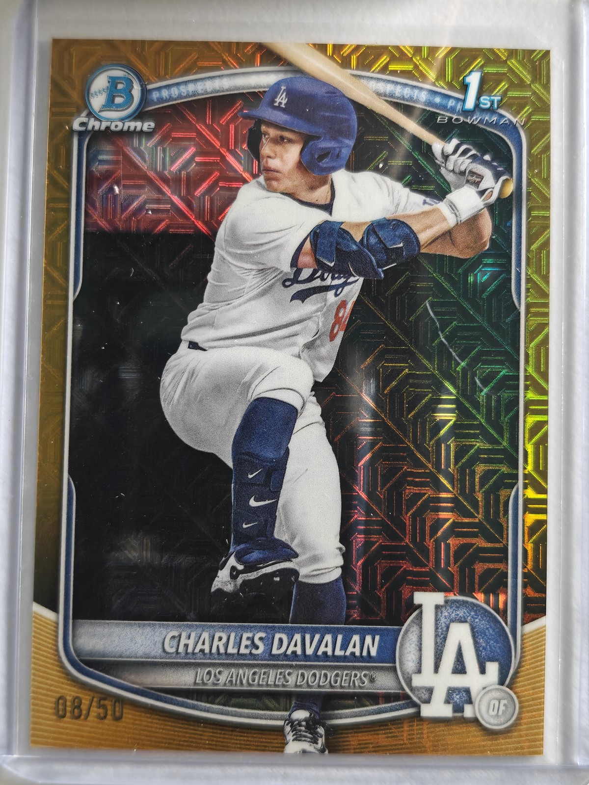 2025 Bowman Draft #BDC-96 Charles Davalan Chrome Mojo Gold /50