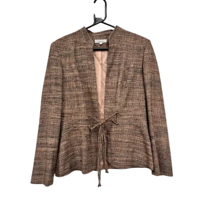 J Taylor Brown Tweed Jacke 14 Krawatte Vorne Jacke Blazer - Bild 1 von 4