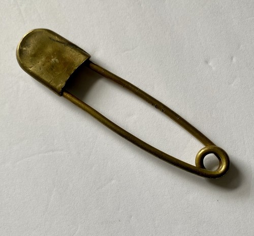 Vintage X Large Safety Pin Brass Biker Military Horse Blanket Motorcycle 5”