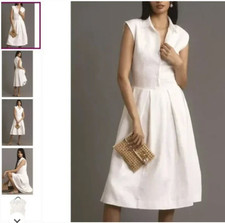 Anthropologie Reformation Prim Linen Midi-Shirtdress White Size 12 NWT MSRP $250