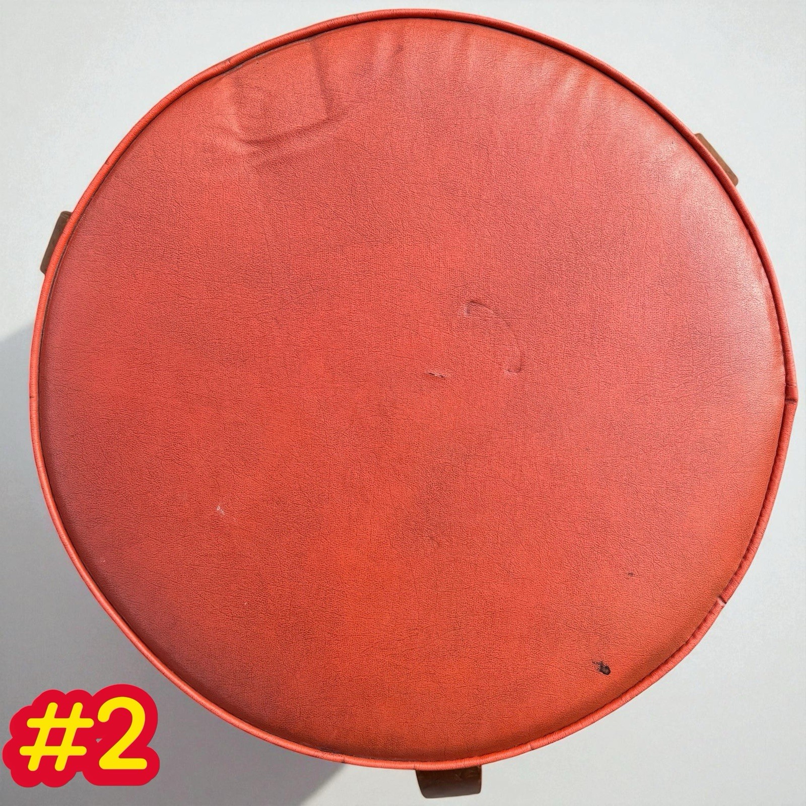 3 Vintage MCM Thonet Bentwood Nesting Stools Mid Century Stacking Orange Vinyl