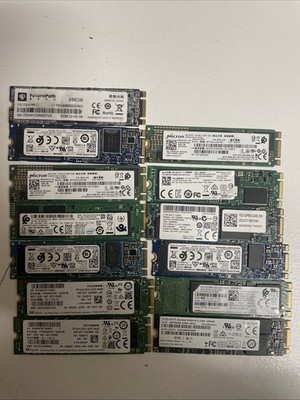 Lot of 13 - 256GB M.2 SATA SSD Mixed Brand Solid State Drives - Tested Working