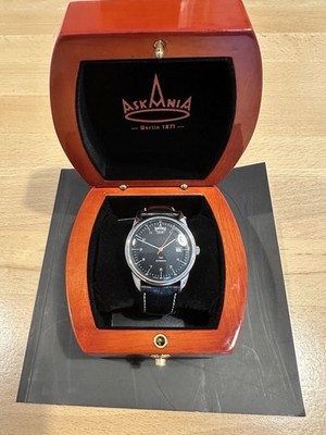 Askania Fliegeruhr Automatik 40mm Edelstahl schwarz Datum Sichtboden Box&Papiere