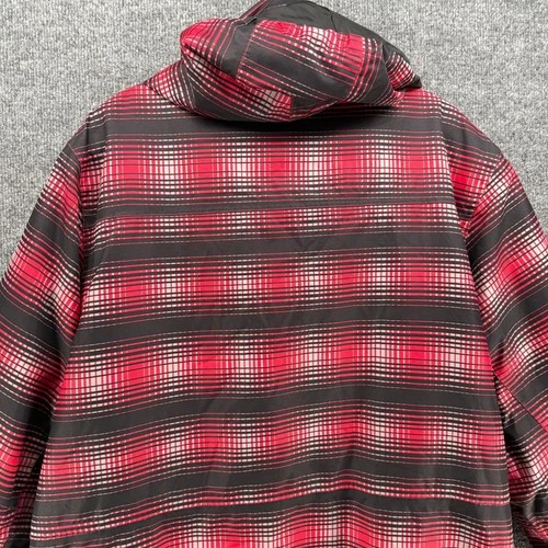 Liquid Mountain Casual Mens Medium Snowboard Ski Hooded Jacket Black Red Plaid image 8