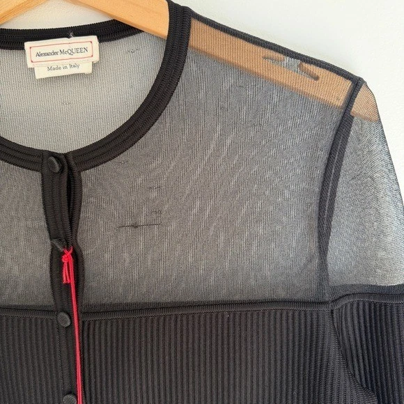 Cárdigan Alexander McQueen negro transparente talla grande nuevo con etiquetas $2490 Foto 4 de 4