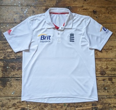 Adidas England Test Ashes Herren S/S Cricket Brit Poloshirt Trikot Oberteil 2010-12 L