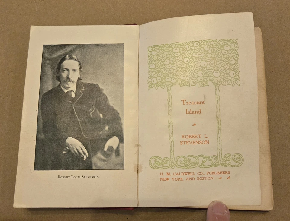 Antique Book c.1898 Treasure Island by  Robert Louis Stevenson pub. Caldwell Co. Foto 2 de 4