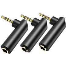 3 Pack 3.5mm Male to Female Audio Adapter 90 Degree TRS Stereo Jack Plug