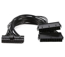 1FT Dual PSU Power Supply 24 Pin Adapter Cable, 18AWG, ATX Motherboard Link