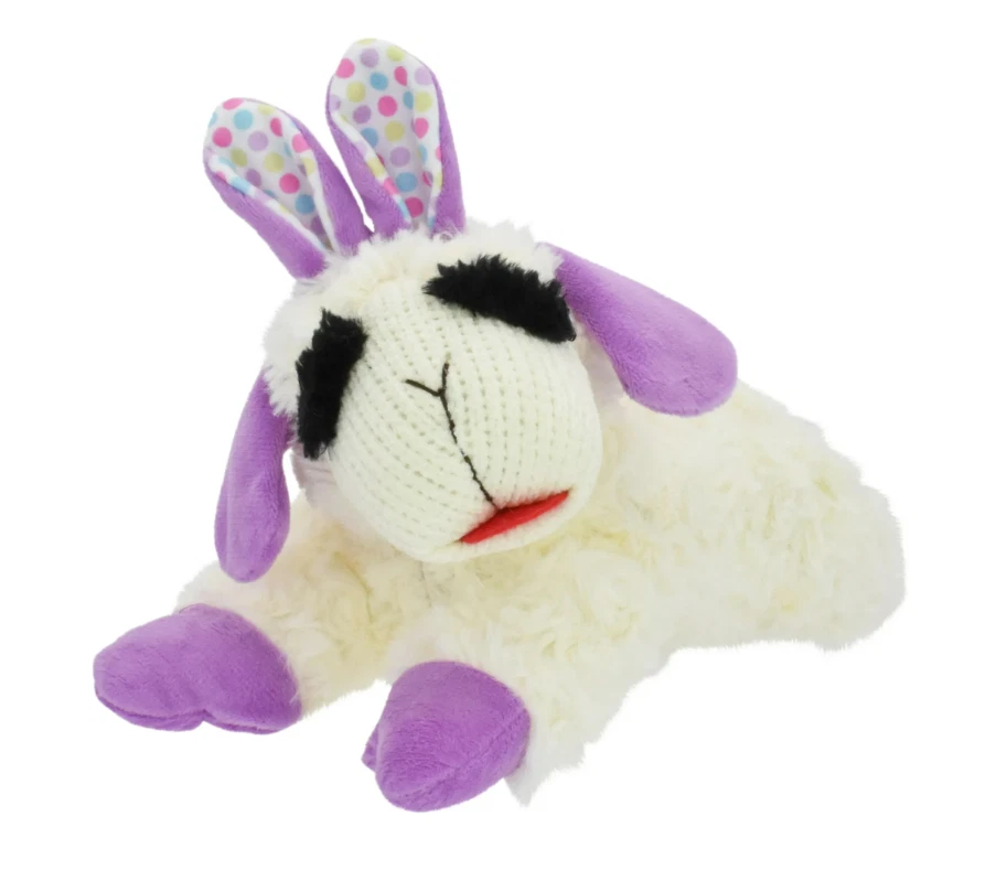 NEW Easter Holiday Lamb Chop by Multipet, Plush Squeaker Dog Toy, Pink or Purple - Image 2 of 4
