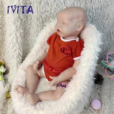 IVITA 18'' Silicone Reborn Baby Eyes Closed Sleeping Girl Doll Can Take Pacifier