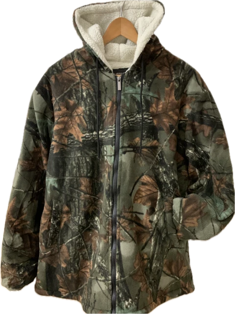 Mens Thick Fleece Realtree Jacket Jungle Camo Print Hunting Fishing Coat M-5XL