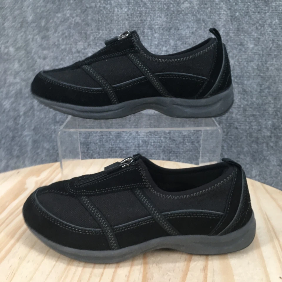 Easy Spirit Shoes Womens 6 Amore Casual Comfort Zip Loafer Flats Black Suede - Image 2 of 4