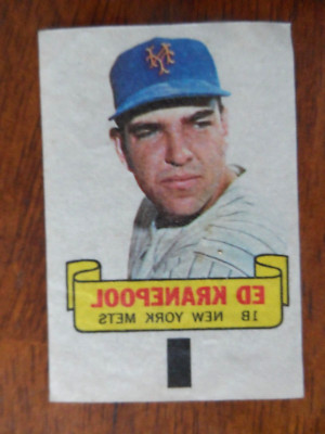 1966 TOPPS BASEBALL RUB OFFS ED KRANEPOOL NEW YORK METS U-1628