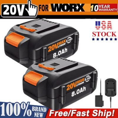 New For WORX 20V 8.0,6.0AH MAX Li-ion Battery&charger Power Tools WA3520 WA3525