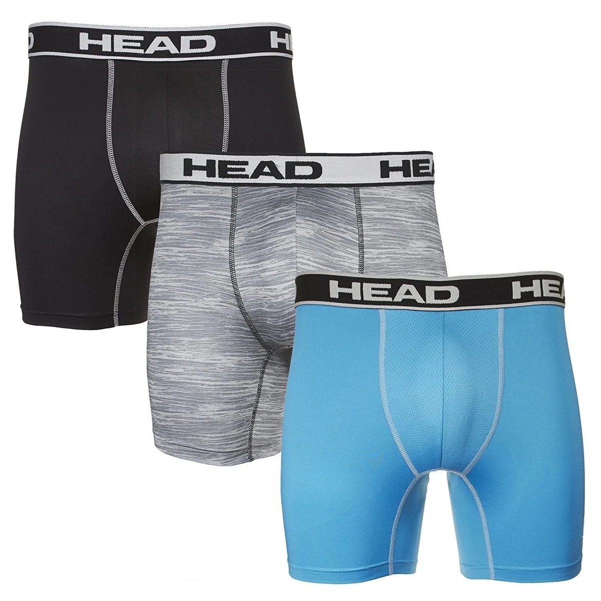 HEAD Mens Performance Underwear 3-PACK Boxer Briefs S-5XL Polyester/Spandex