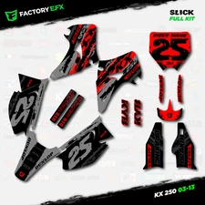 Gray & Red Slick Racing Graphics Kit fits 03-08 Kawasaki Kx250 Kx 250 Decal